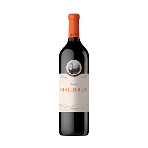 Botella de Vino Tinto Malleolus 2021, D.O. Ribera del Duero, con etiquetas destacadas sobre fondo blanco, ideal para maridar con carnes y quesos curados.