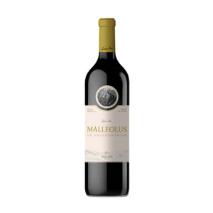 Botella de Vino Tinto Malleolus de Valderramiro 2020, D.O. Ribera del Duero, con etiquetas destacadas sobre fondo blanco, ideal para maridar con carnes y quesos curados.