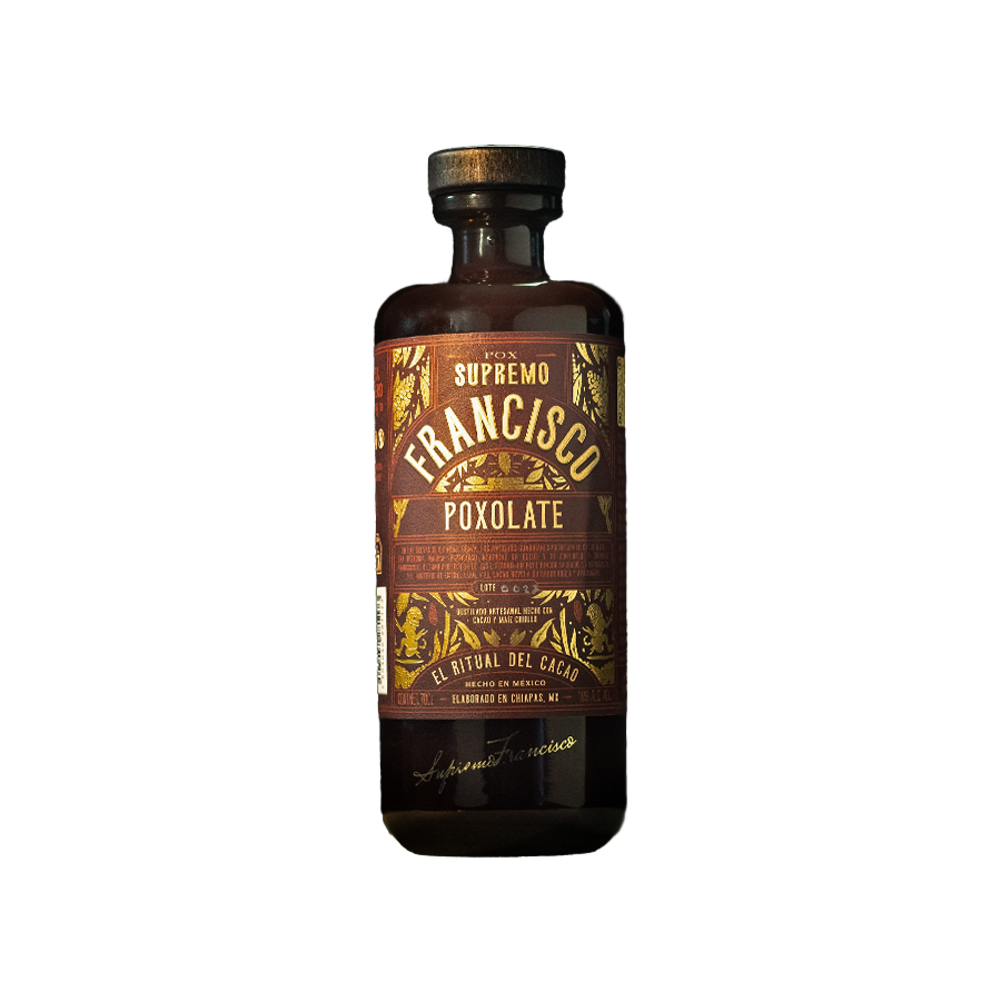 "POXOLATE Supremo Francisco 700 ml – Destilado artesanal infusionado con cacao de origen."


