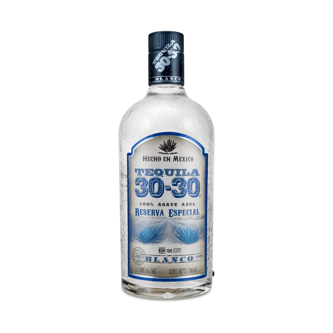 Botella de Tequila 30-30 Blanco 700 ml – Tequila joven 100% agave con notas frescas y herbales