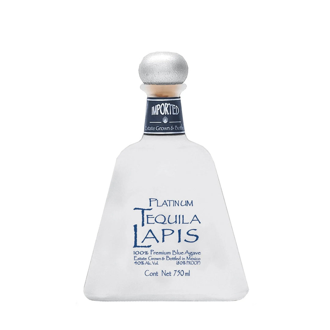 Botella de Tequila Lapis Blanco 750 ML con fondo elegante y detalles sofisticados.