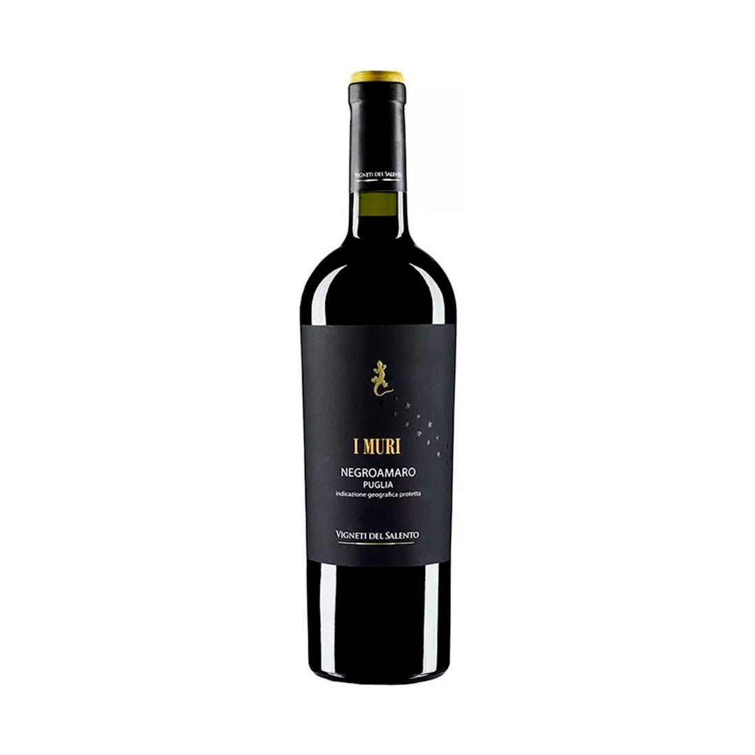 Botella de vino tinto Fantini I Muri Negroamaro 750 ml – Vino de Puglia con notas de frutas negras y especias.