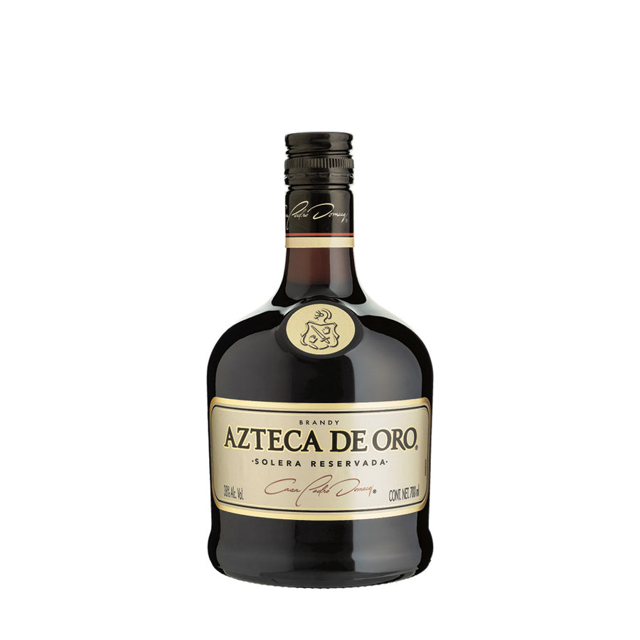 Botella de Azteca de Oro 700 ML, licor mexicano con notas de caramelo y roble.