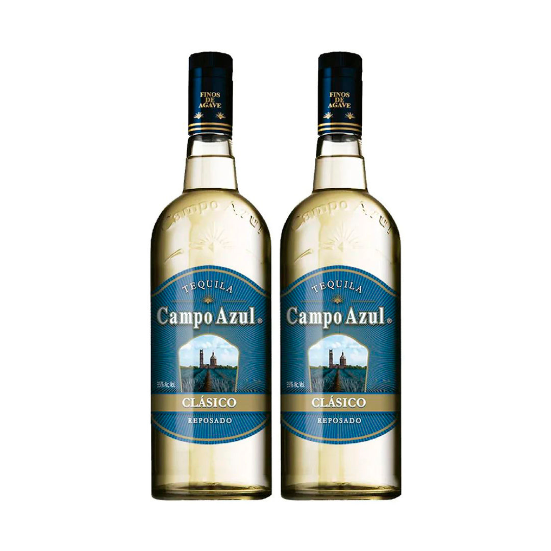 Tequila Campo Azul Clásico Duo 750 ml – presentación doble blanco y reposado