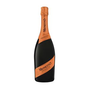 Vino espumoso Prosecco seco italiano con etiqueta naranja