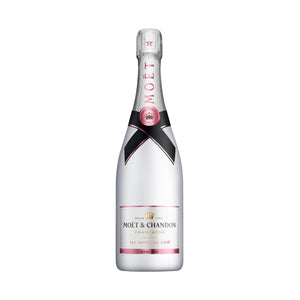 Botella de Moët Ice Imperial Rosé 750 ML con fondo elegante y detalles sofisticados.