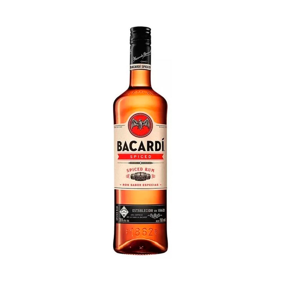 Botella de Ron Bacardí Spiced 750 ml – Ron especiado con notas de vainilla y canela, ideal para cócteles.