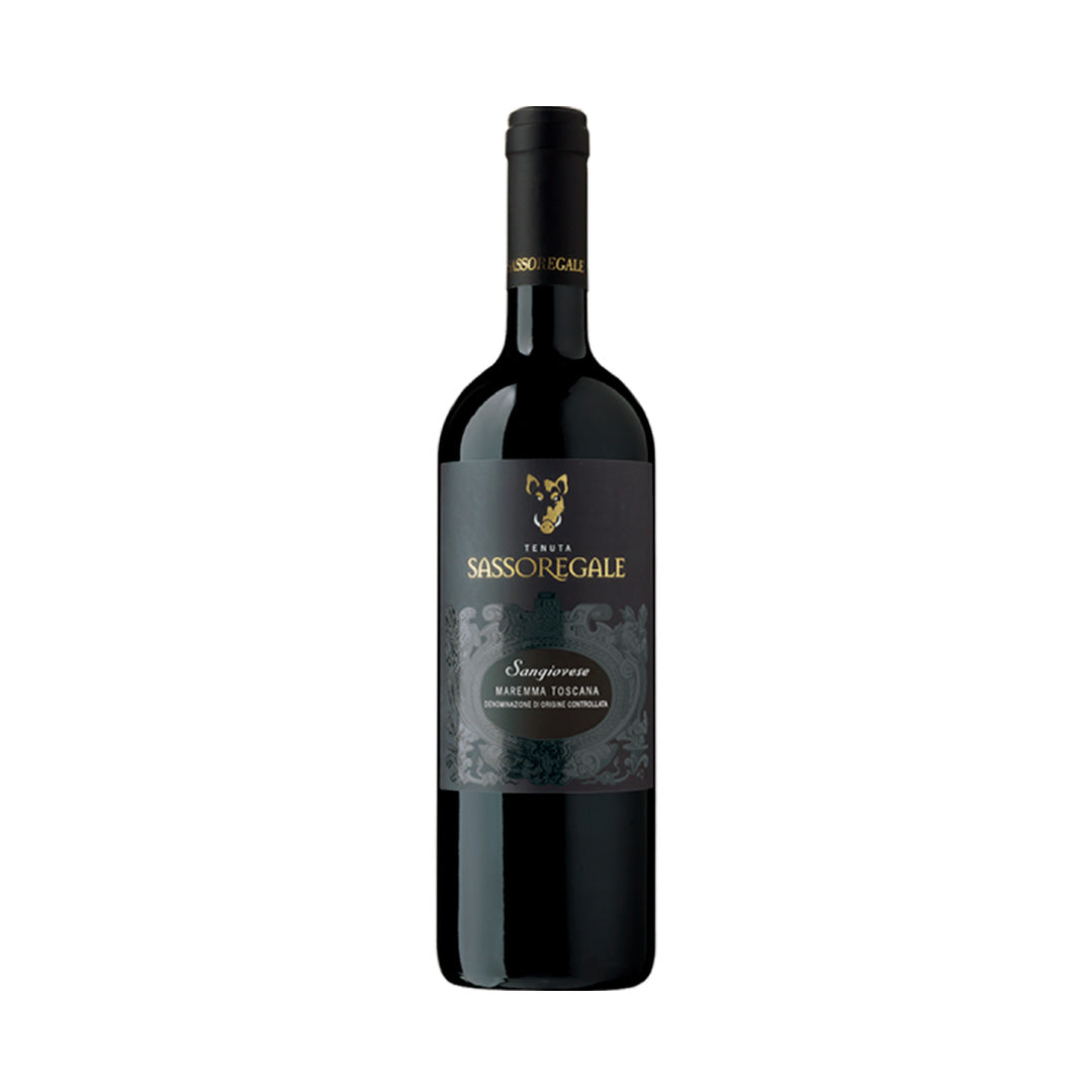 Botella de Vino Tinto Sassoregale Sangiovese 750 ml – Vino de Toscana con aromas de cereza y especias.