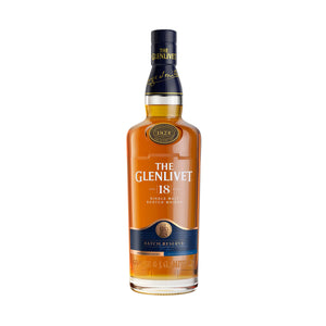 "Botella de Whisky The Glenlivet 18 Años 750 ml con etiqueta icónica."