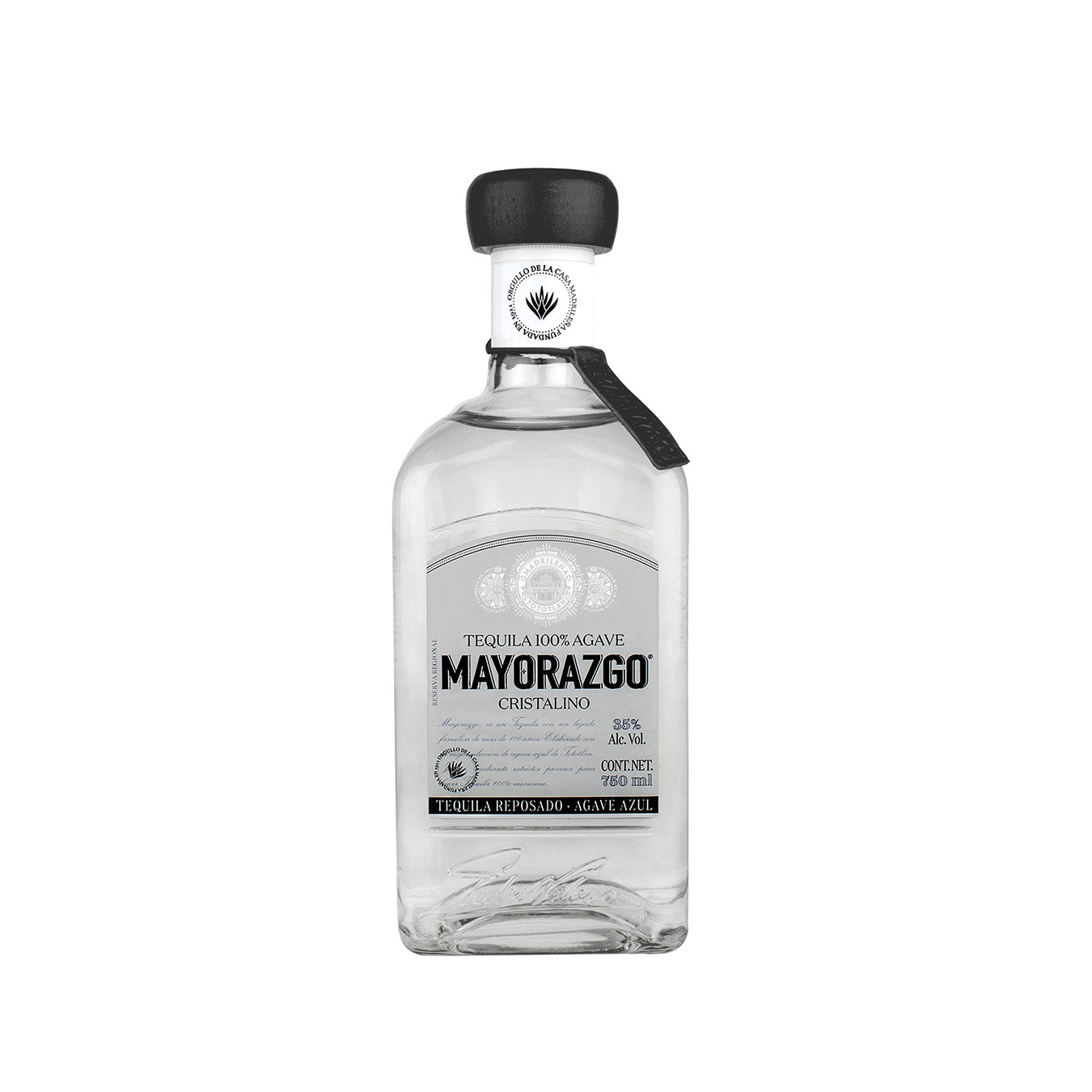 Tequila Mayorazgo Cristalino 750 ml, 100% agave, sabor suave y sofisticado