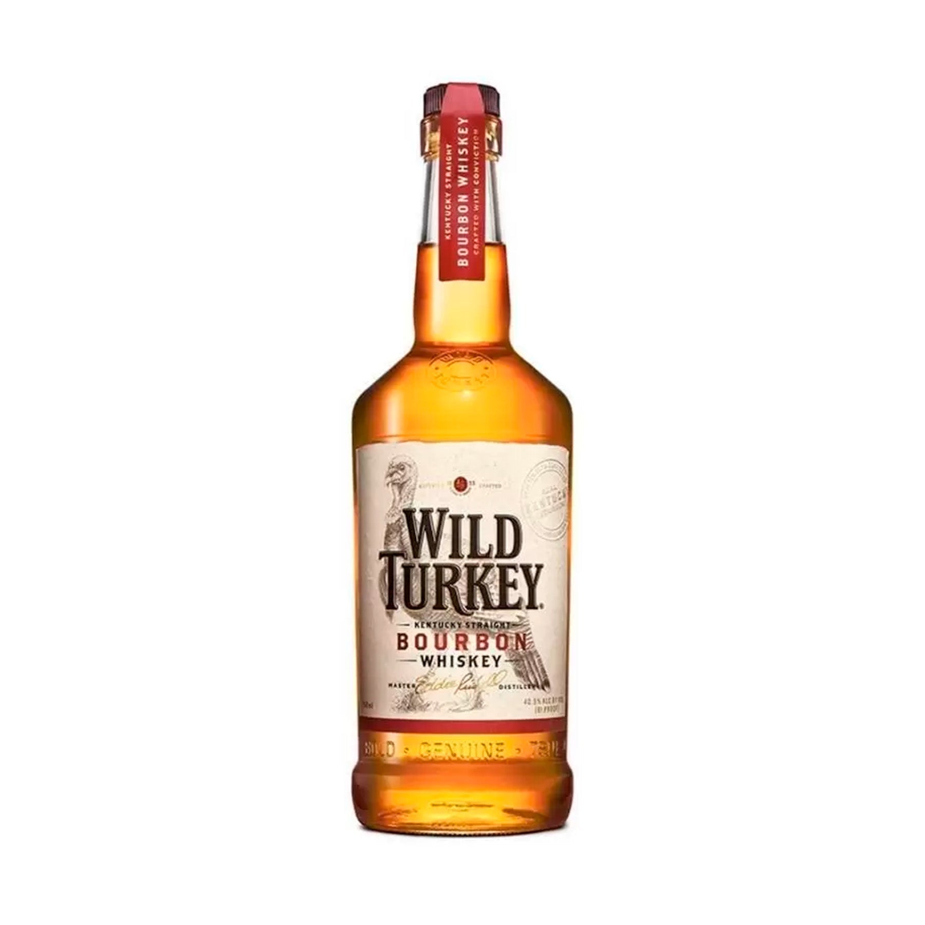 "Botella de Whisky Wild Turkey 81 Bourbon 750 ml, con un perfil robusto de vainilla, caramelo y especias."